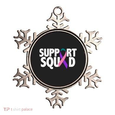 Thyroid Cancer Support Squad Teal Purple Pink Ribbon Ornament