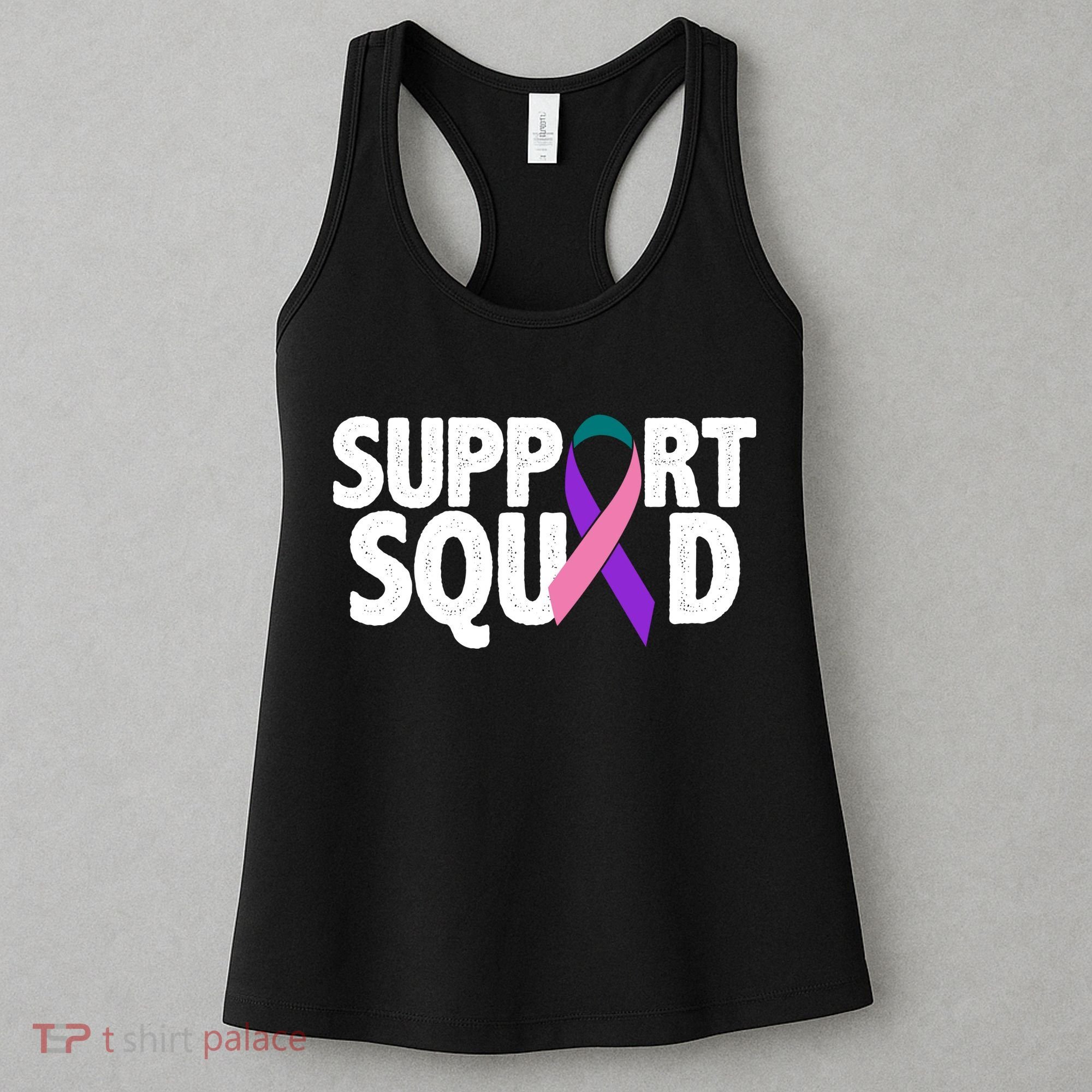 Thyroid Cancer Support Squad Teal Purple Pink Ribbon Women's Tank Top
