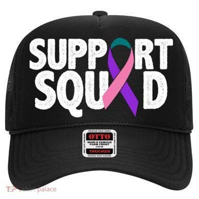 Thyroid Cancer Support Squad Teal Purple Pink Ribbon Hat