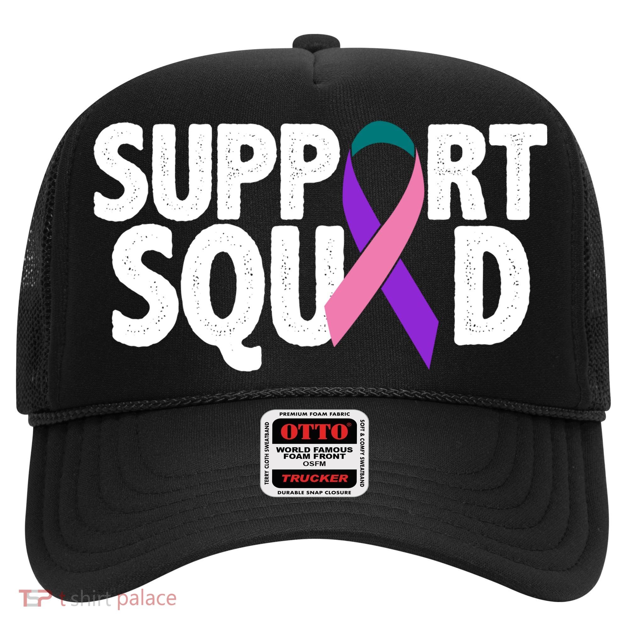 Thyroid Cancer Support Squad Teal Purple Pink Ribbon Hat