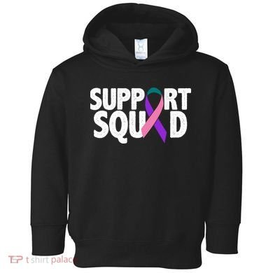 Thyroid Cancer Support Squad Teal Purple Pink Ribbon Toddler Hoodie