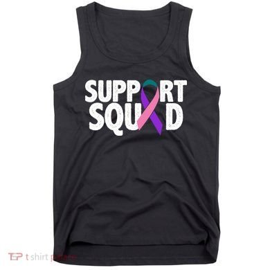 Thyroid Cancer Support Squad Teal Purple Pink Ribbon Tank Top