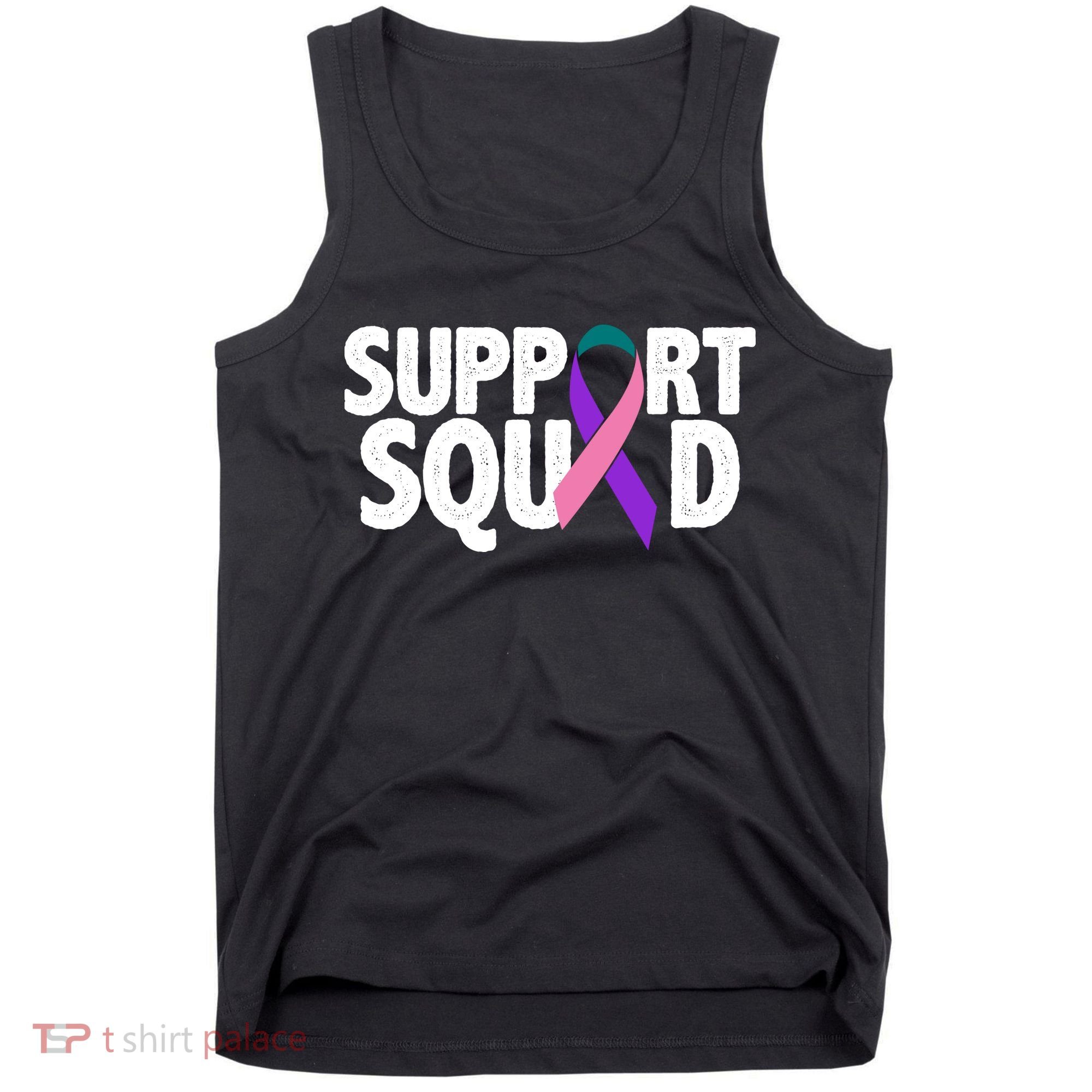 Thyroid Cancer Support Squad Teal Purple Pink Ribbon Tank Top