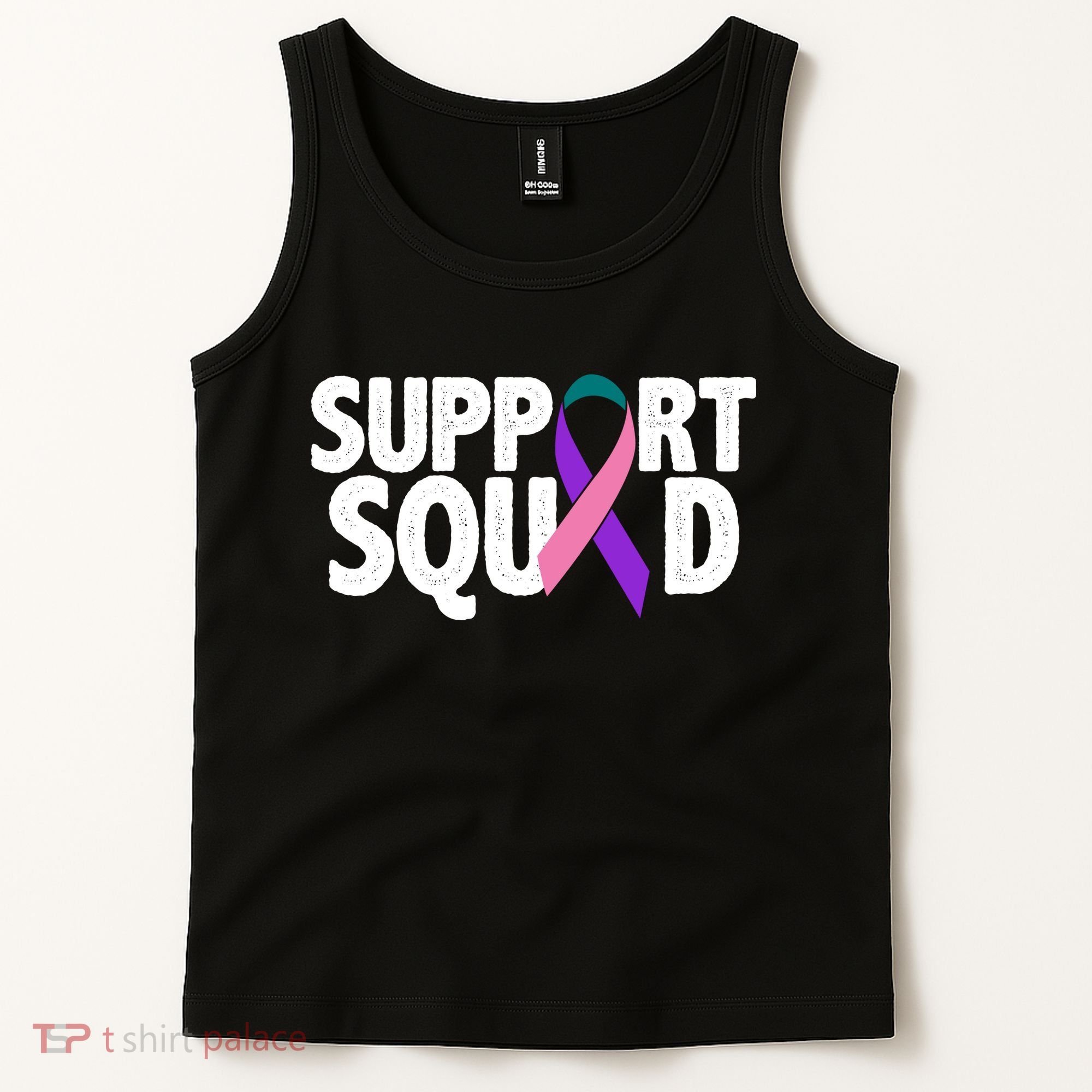 Thyroid Cancer Support Squad Teal Purple Pink Ribbon Tank Top