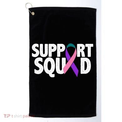 Thyroid Cancer Support Squad Teal Purple Pink Ribbon Golf Towel