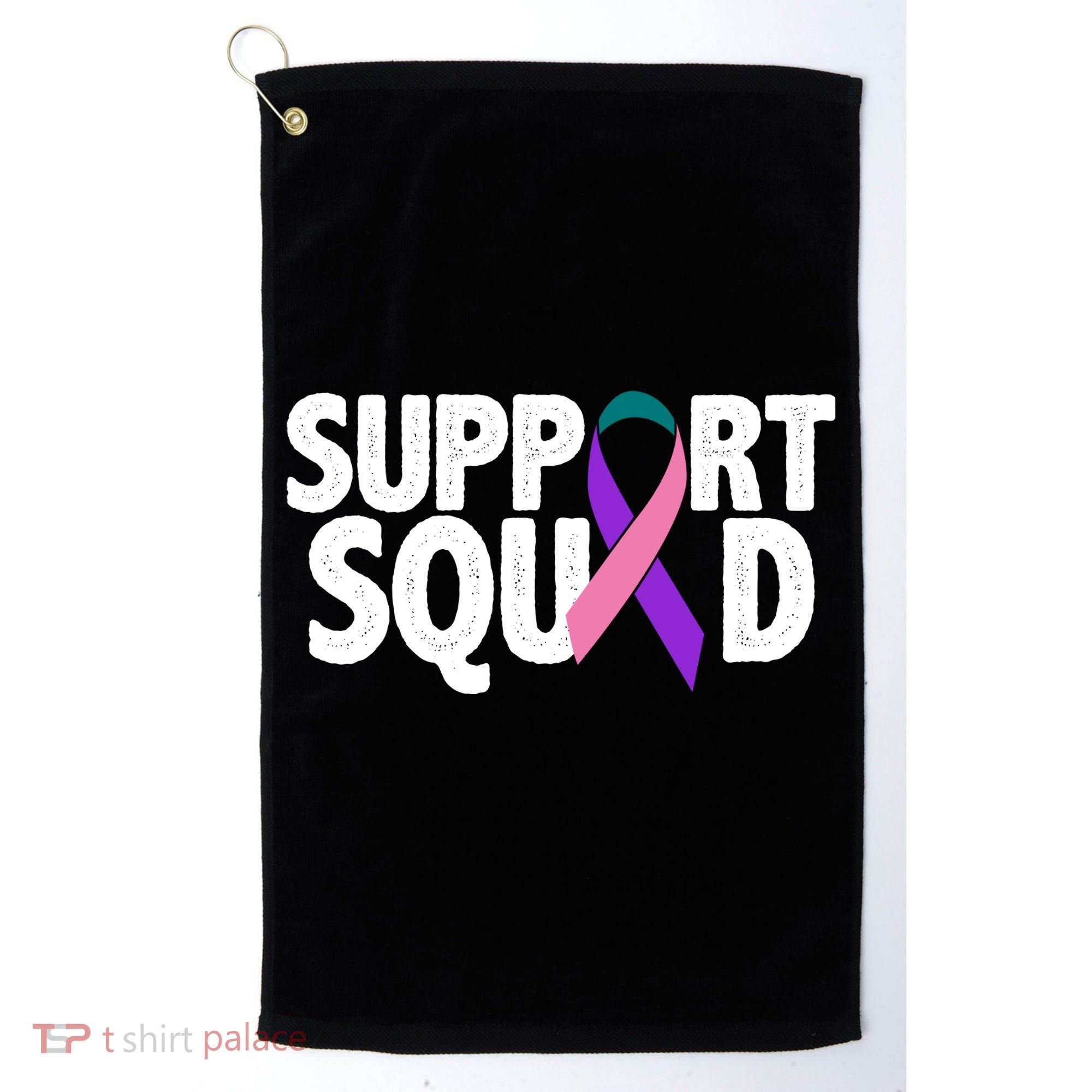 Thyroid Cancer Support Squad Teal Purple Pink Ribbon Golf Towel