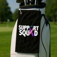 Thyroid Cancer Support Squad Teal Purple Pink Ribbon Golf Towel thumb 2