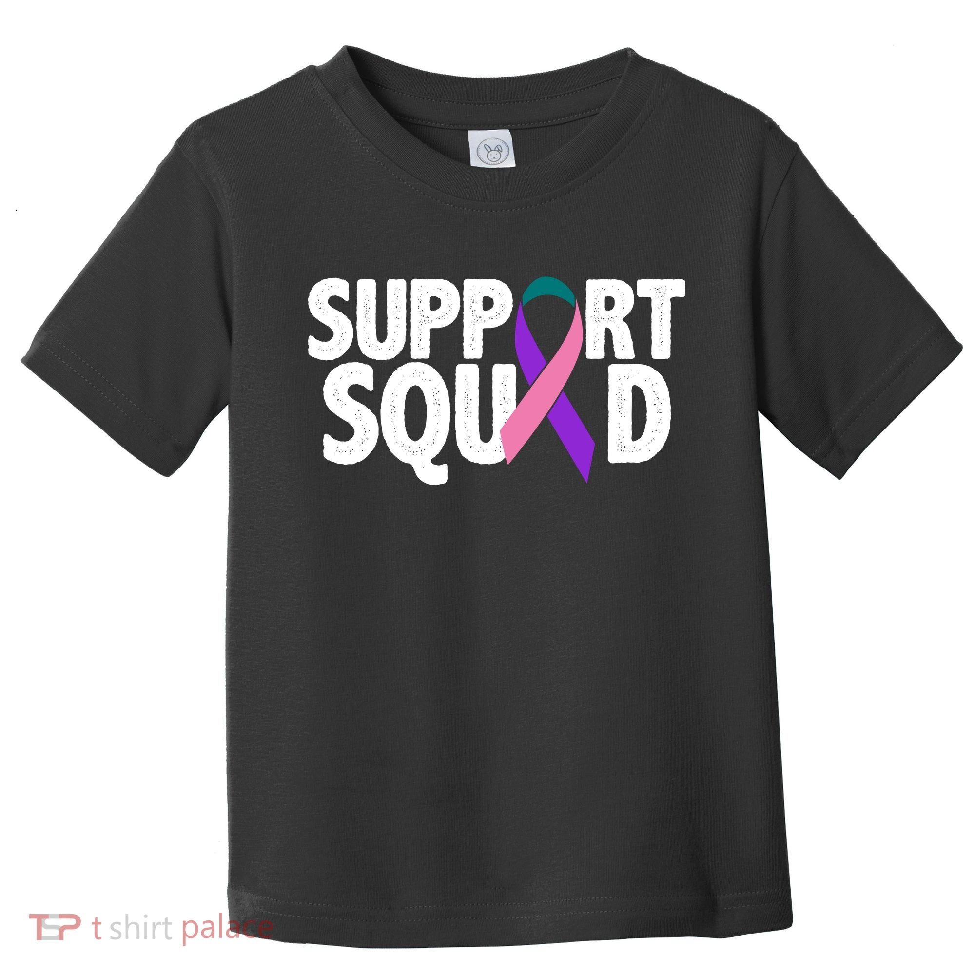 Thyroid Cancer Support Squad Teal Purple Pink Ribbon Toddler T-Shirt