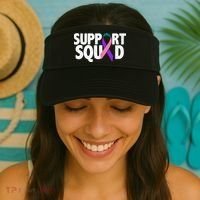 Thyroid Cancer Support Squad Teal Purple Pink Ribbon Visor thumb 2