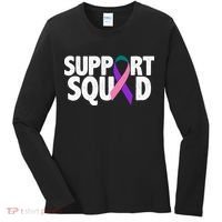 Thyroid Cancer Support Squad Teal Purple Pink Ribbon Women's Long Sleeve Shirt thumb 0