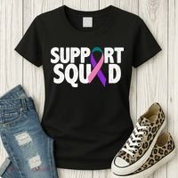 Thyroid Cancer Support Squad Teal Purple Pink Ribbon Women's T-Shirt thumb 3