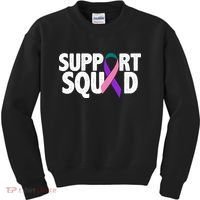 Thyroid Cancer Support Squad Teal Purple Pink Ribbon Kids Sweatshirt thumb 0