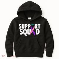 Thyroid Cancer Support Squad Teal Purple Pink Ribbon Kids Hoodie thumb 0