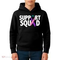 Thyroid Cancer Support Squad Teal Purple Pink Ribbon Kids Hoodie thumb 4