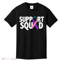 Thyroid Cancer Support Squad Teal Purple Pink Ribbon Kids T-Shirt thumb 0