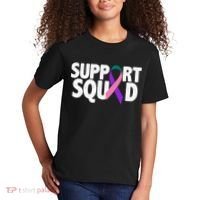 Thyroid Cancer Support Squad Teal Purple Pink Ribbon Kids T-Shirt thumb 2