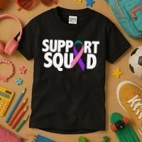 Thyroid Cancer Support Squad Teal Purple Pink Ribbon Kids T-Shirt thumb 3