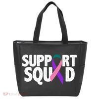 Thyroid Cancer Support Squad Teal Purple Pink Ribbon Tote Bag thumb 0