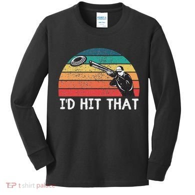 Skeet Shooting Trap Sporting Clay Target Vintage Sunset Kids Long Sleeve Shirt