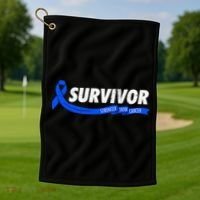 Survivor Stronger Than Cancer Colon Cancer Awareness Gift Golf Towel thumb 1