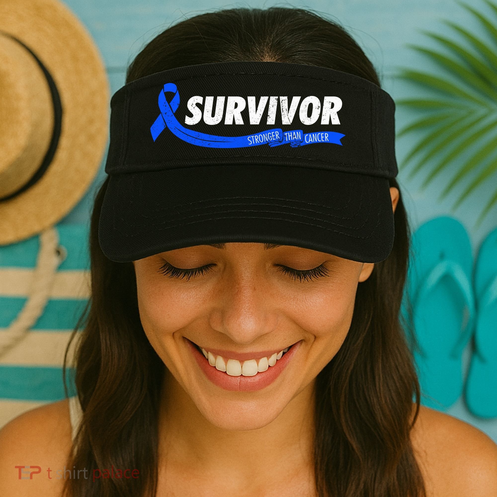 Survivor Stronger Than Cancer Colon Cancer Awareness Gift Visor
