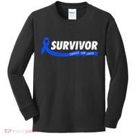 Survivor Stronger Than Cancer Colon Cancer Awareness Gift Kids Long Sleeve Shirt thumb 0