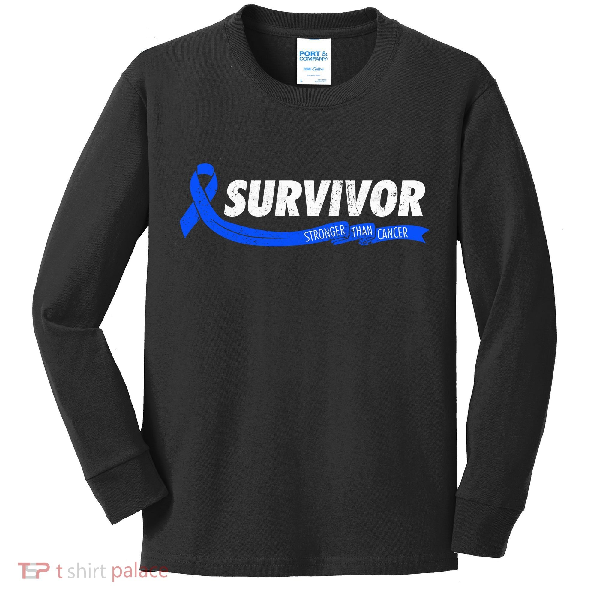 Survivor Stronger Than Cancer Colon Cancer Awareness Gift Kids Long Sleeve Shirt
