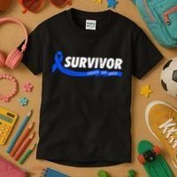 Survivor Stronger Than Cancer Colon Cancer Awareness Gift Kids T-Shirt thumb 3