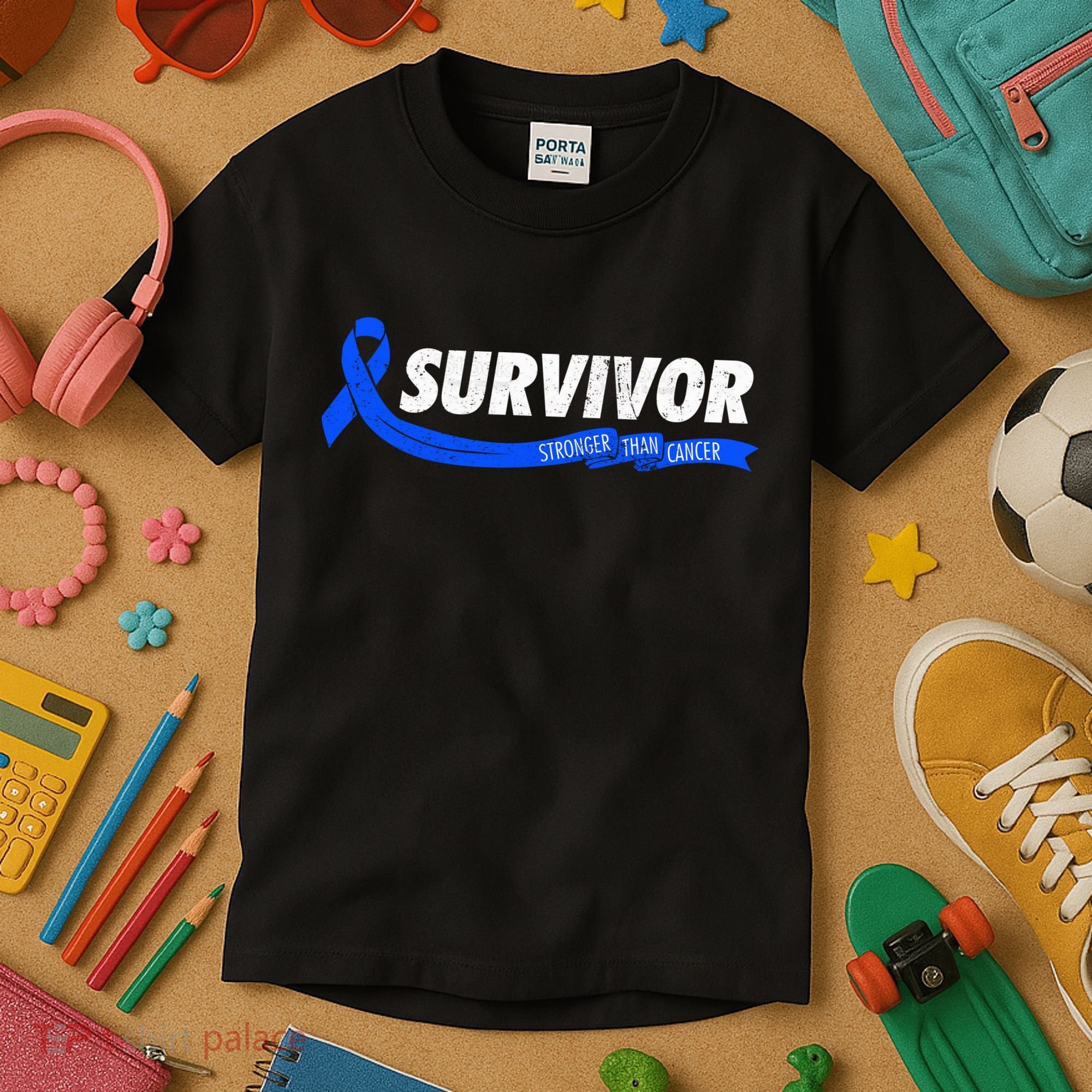 Survivor Stronger Than Cancer Colon Cancer Awareness Gift Kids T-Shirt