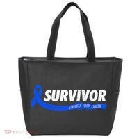 Survivor Stronger Than Cancer Colon Cancer Awareness Gift Tote Bag thumb 0