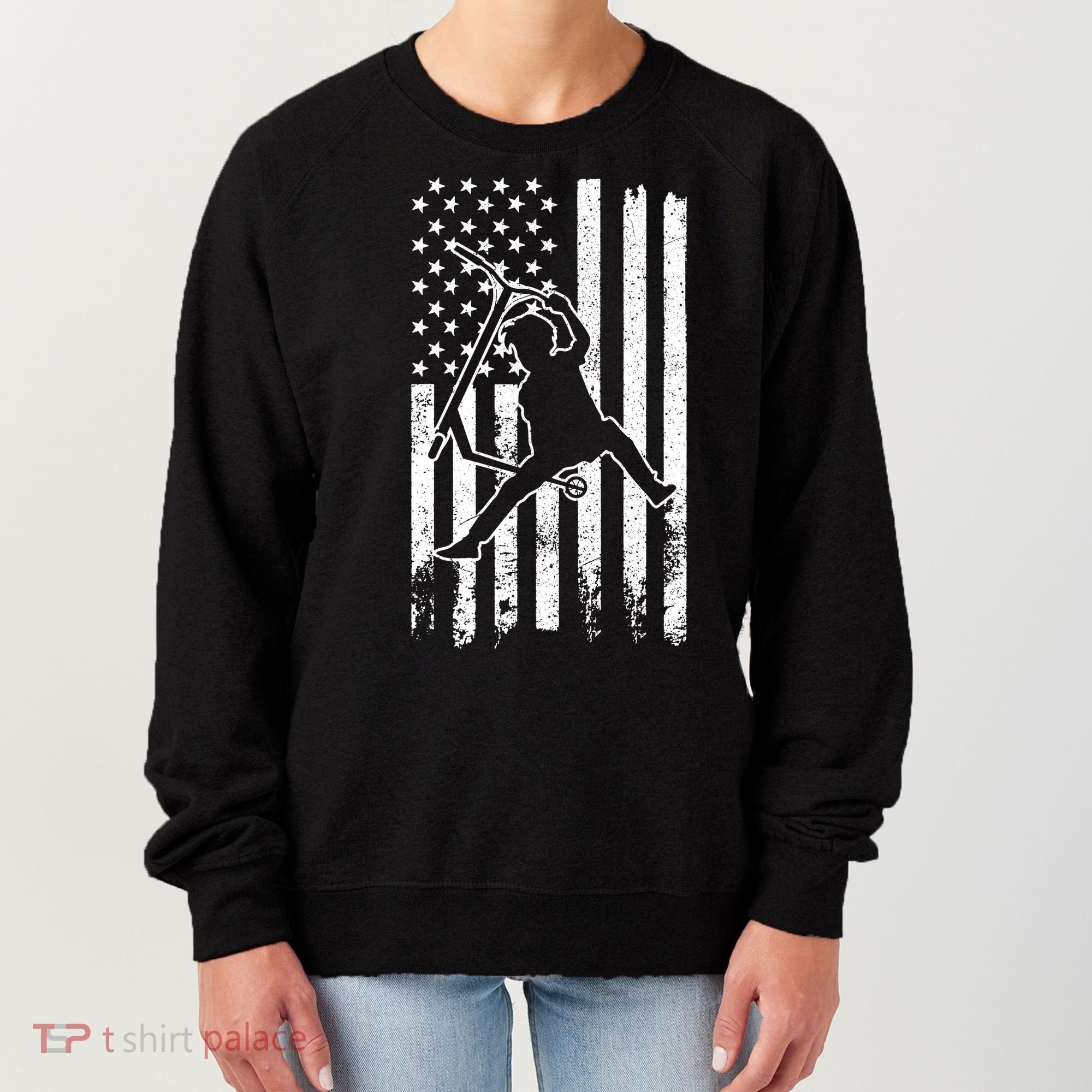 Scooter Stunt Us Flag Retro Scooter Boy Women's Sweatshirt