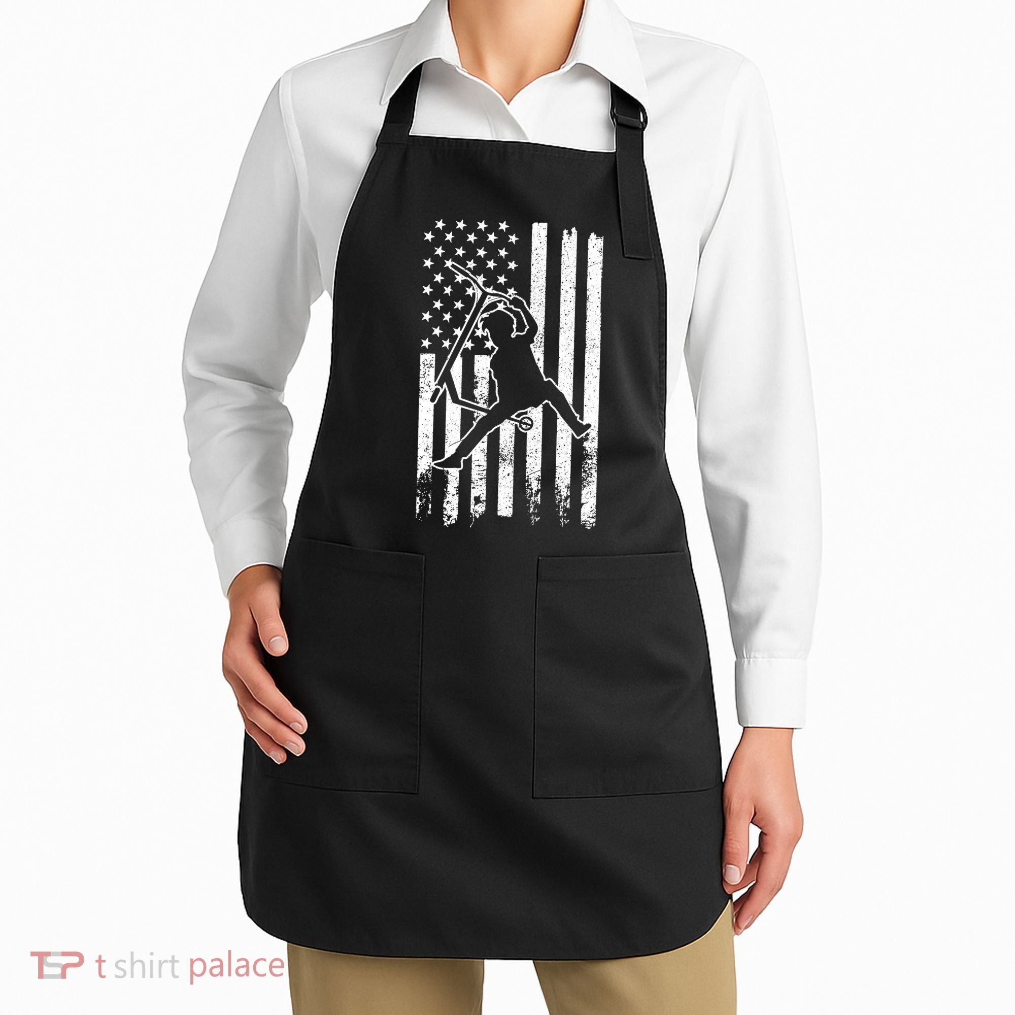 Scooter Stunt Us Flag Retro Scooter Boy Apron