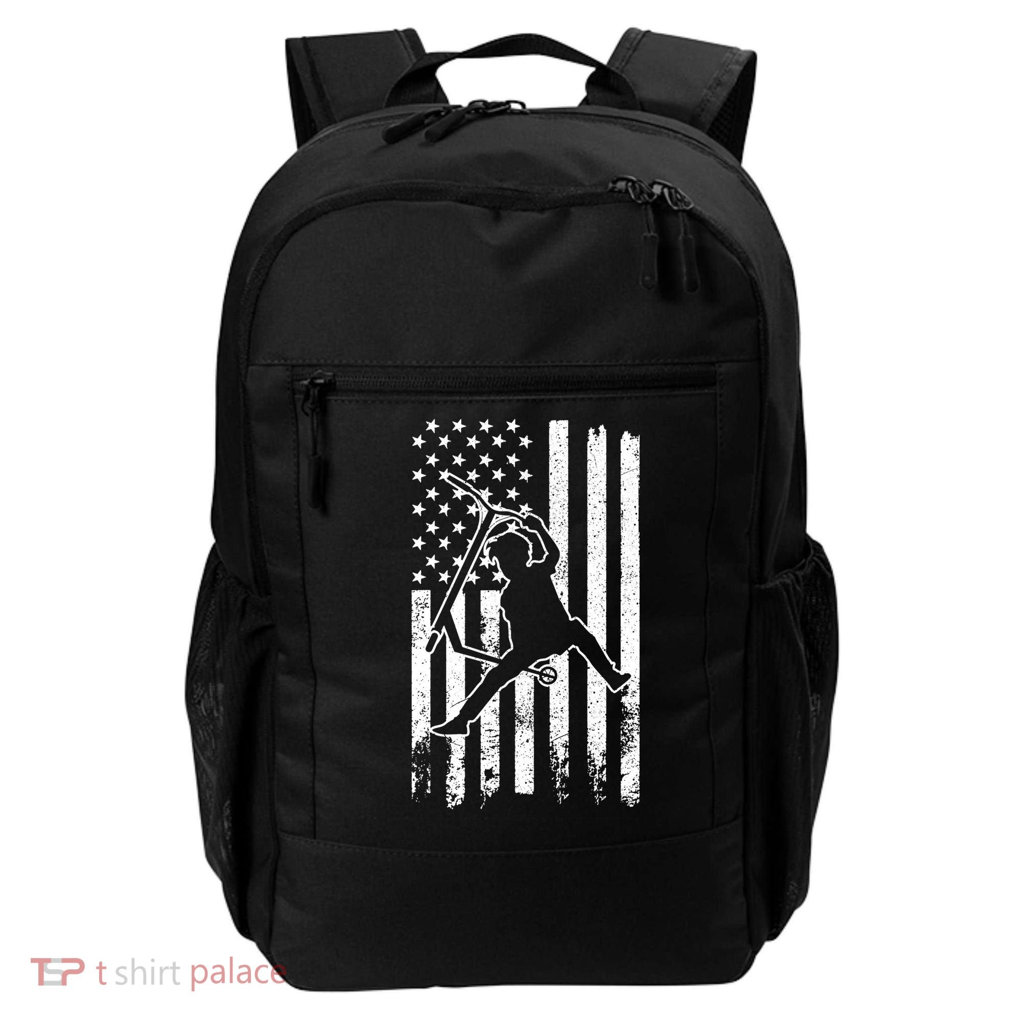 Scooter Stunt Us Flag Retro Scooter Boy Backpack