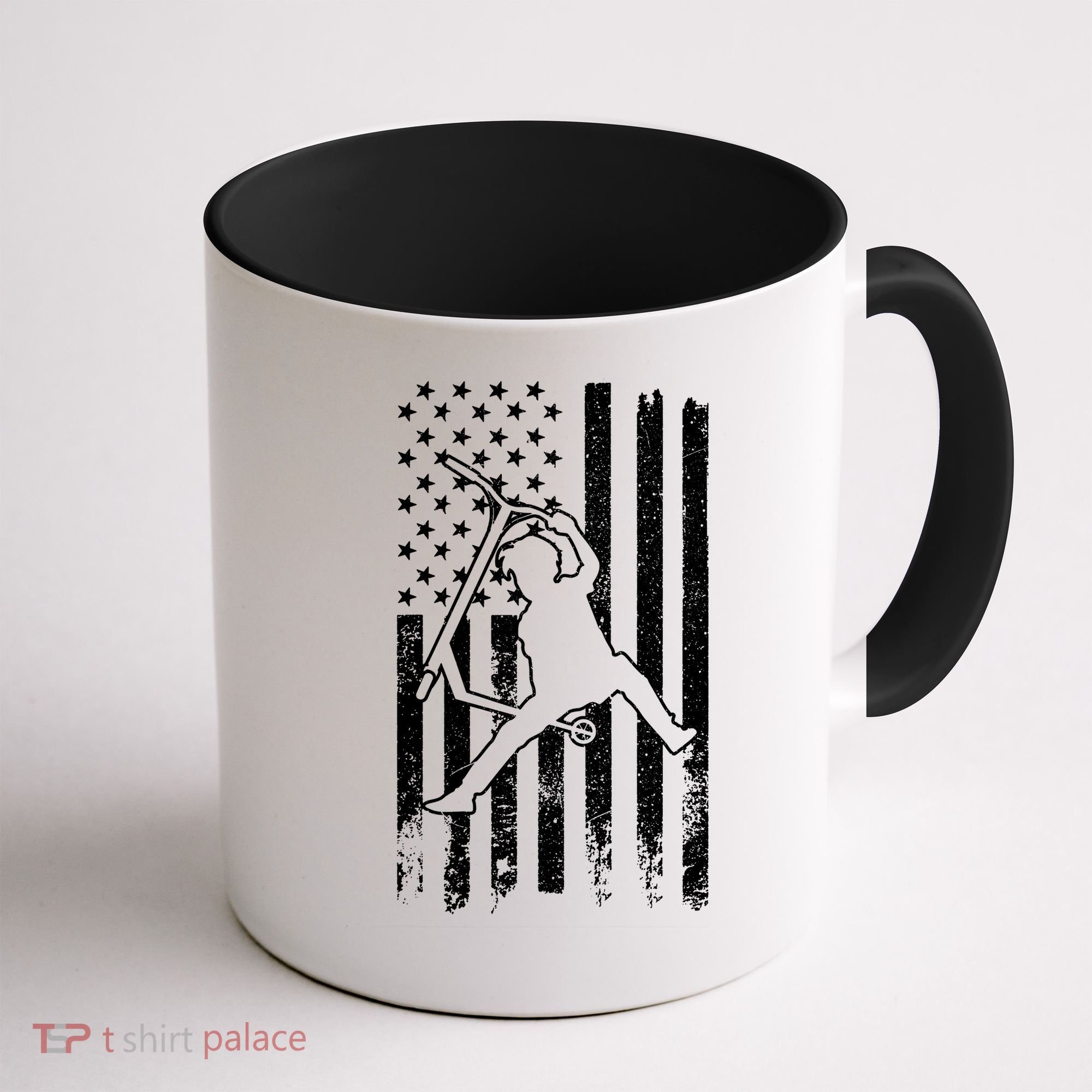 Scooter Stunt Us Flag Retro Scooter Boy Coffee Mug