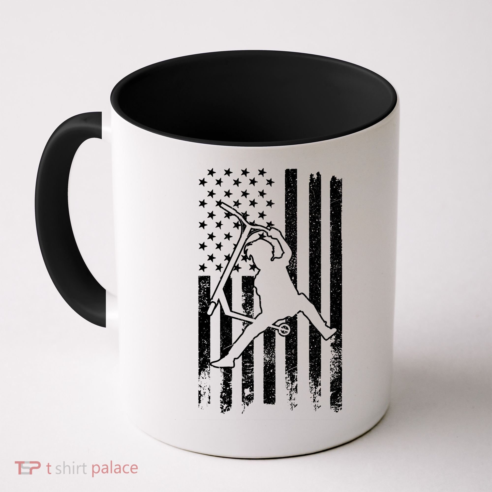 Scooter Stunt Us Flag Retro Scooter Boy Coffee Mug