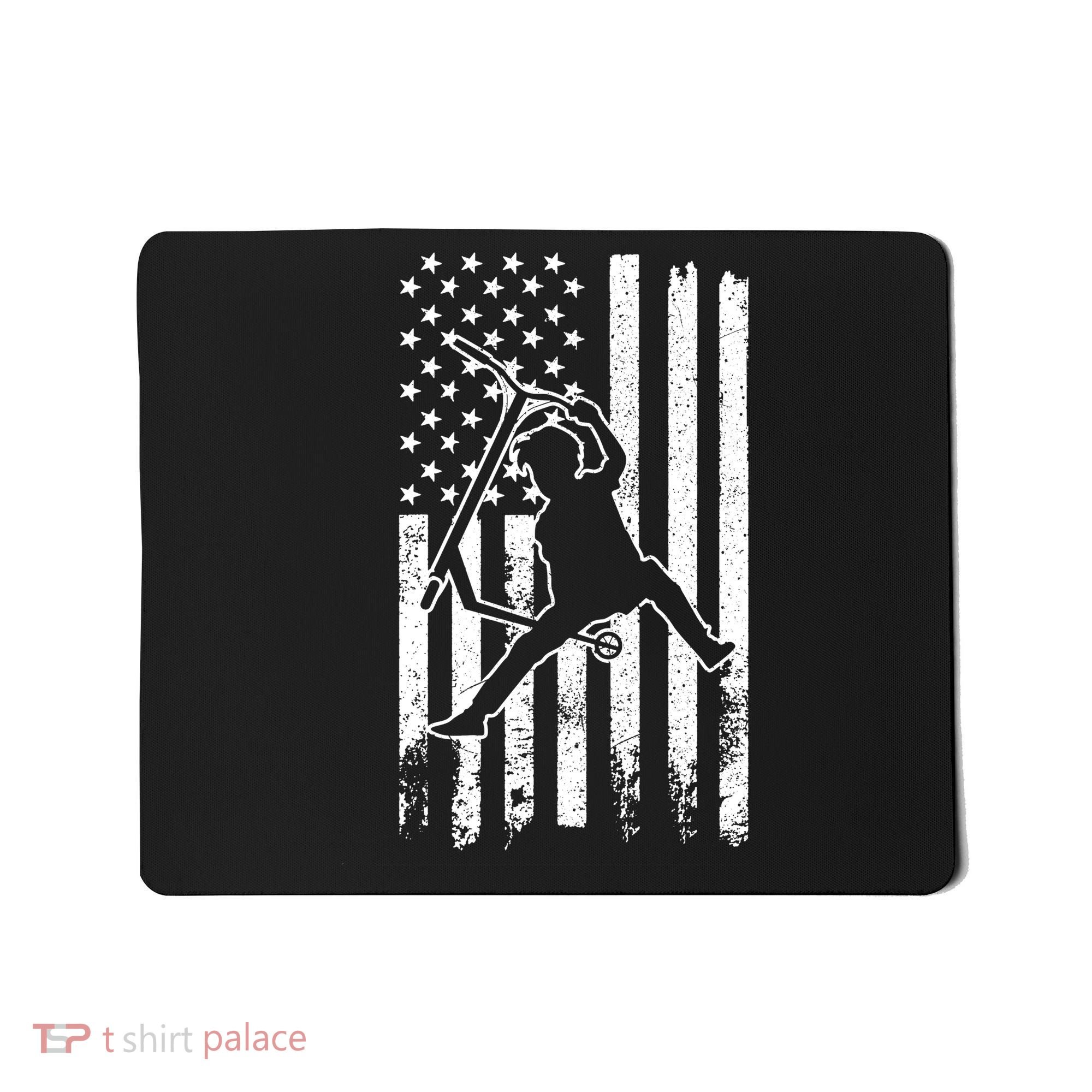 Scooter Stunt Us Flag Retro Scooter Boy Mousepad