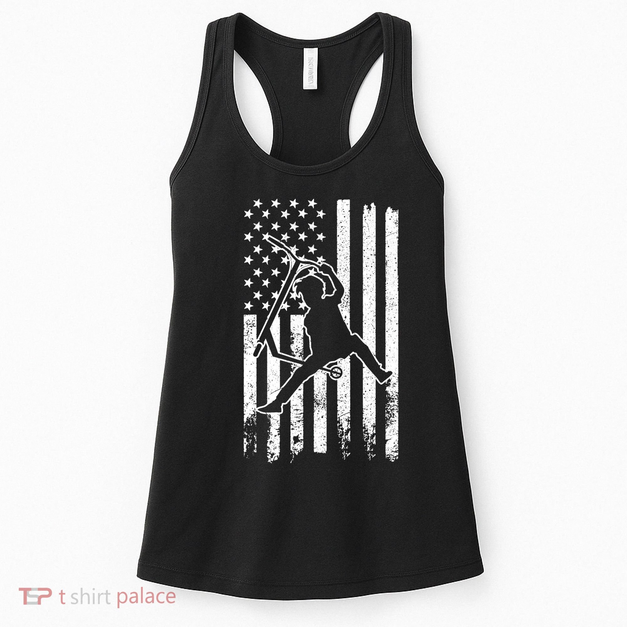 Scooter Stunt Us Flag Retro Scooter Boy Women's Tank Top