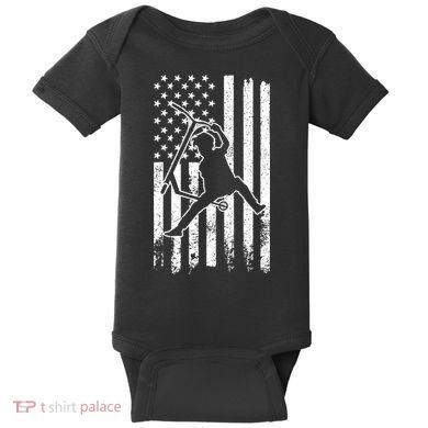 Scooter Stunt Us Flag Retro Scooter Boy Baby Bodysuit