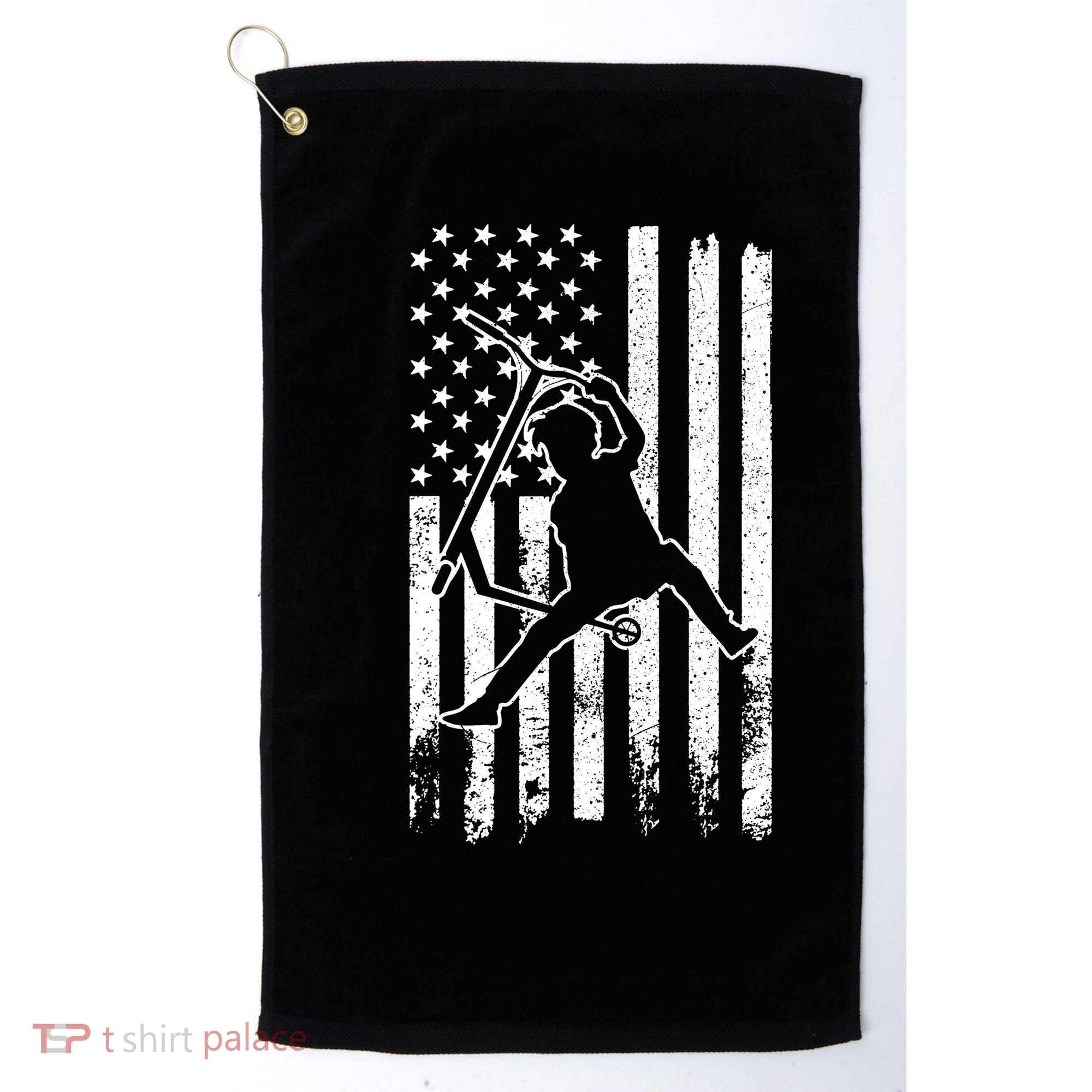 Scooter Stunt Us Flag Retro Scooter Boy Golf Towel