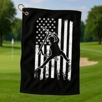 Scooter Stunt Us Flag Retro Scooter Boy Golf Towel thumb 1