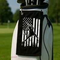 Scooter Stunt Us Flag Retro Scooter Boy Golf Towel thumb 2
