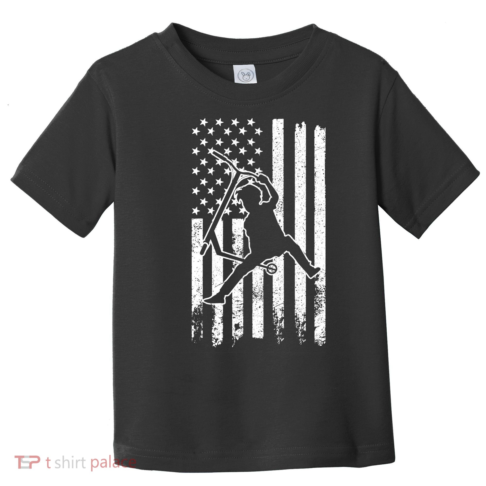 Scooter Stunt Us Flag Retro Scooter Boy Toddler T-Shirt