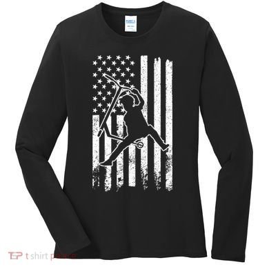 Scooter Stunt Us Flag Retro Scooter Boy Women's Long Sleeve Shirt