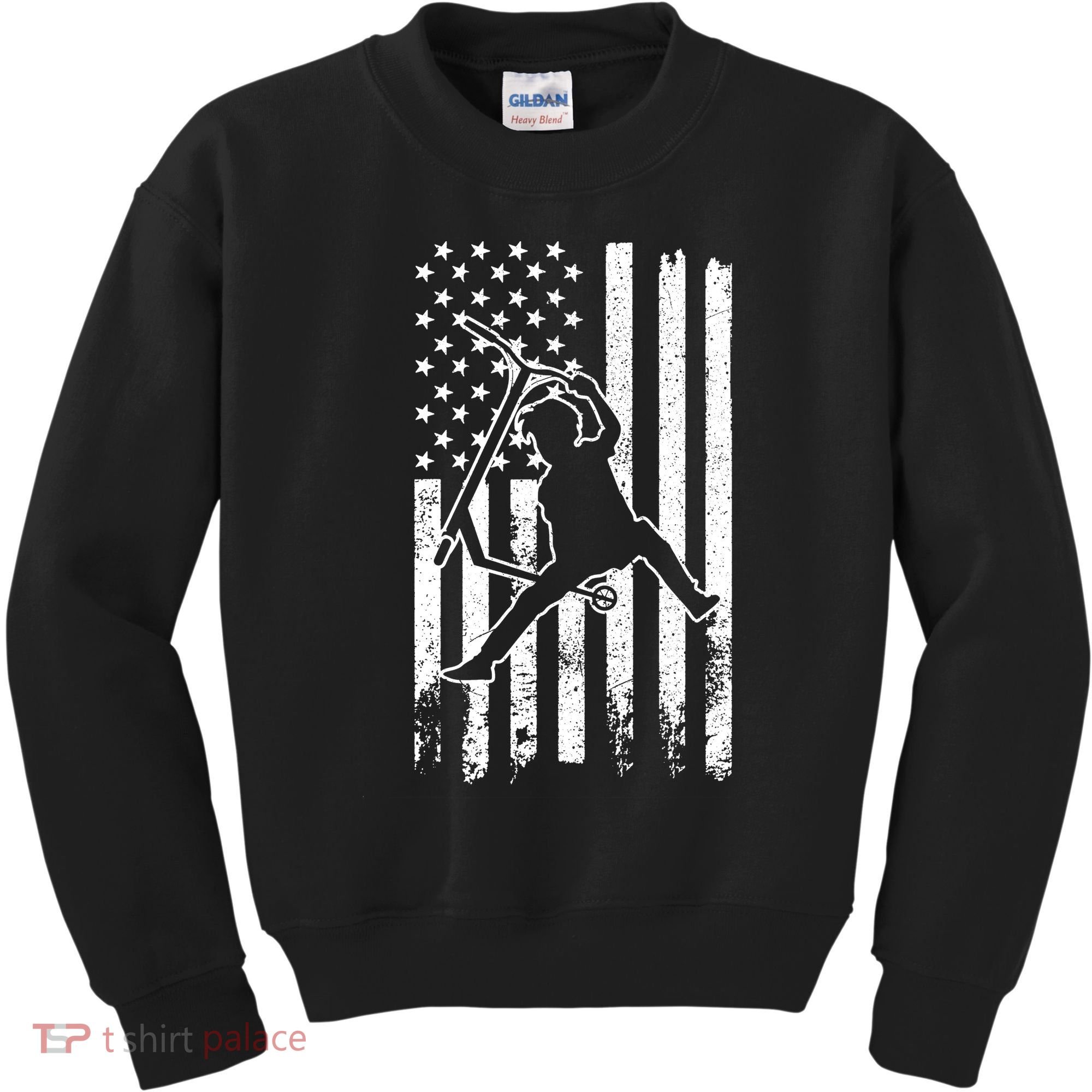 Scooter Stunt Us Flag Retro Scooter Boy Kids Sweatshirt