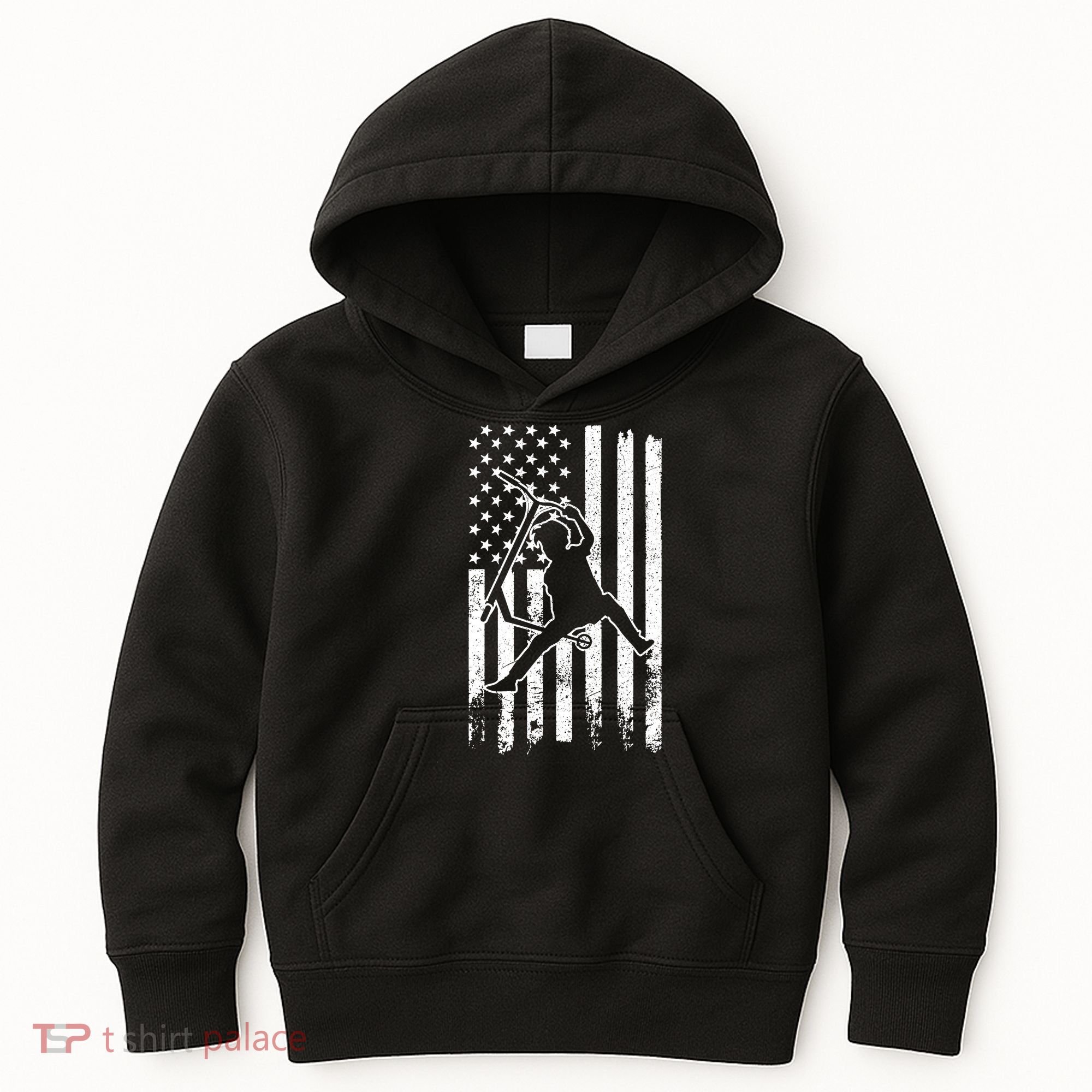 Scooter Stunt Us Flag Retro Scooter Boy Kids Hoodie
