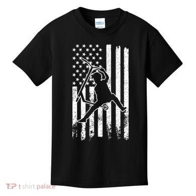 Scooter Stunt Us Flag Retro Scooter Boy Kids T-Shirt