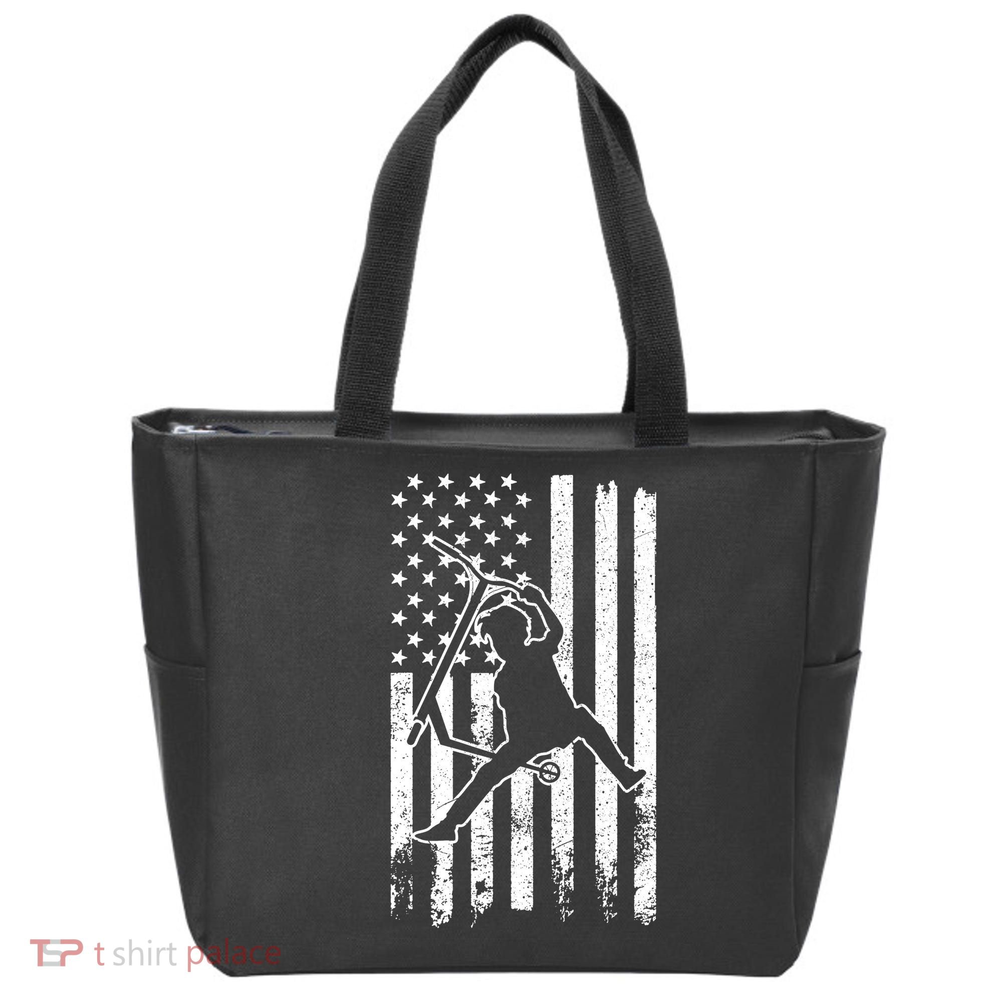 Scooter Stunt Us Flag Retro Scooter Boy Tote Bag