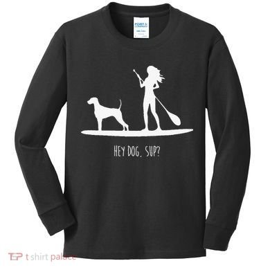 SUP Stand Up Paddle Board with Dog Kids Long Sleeve Shirt