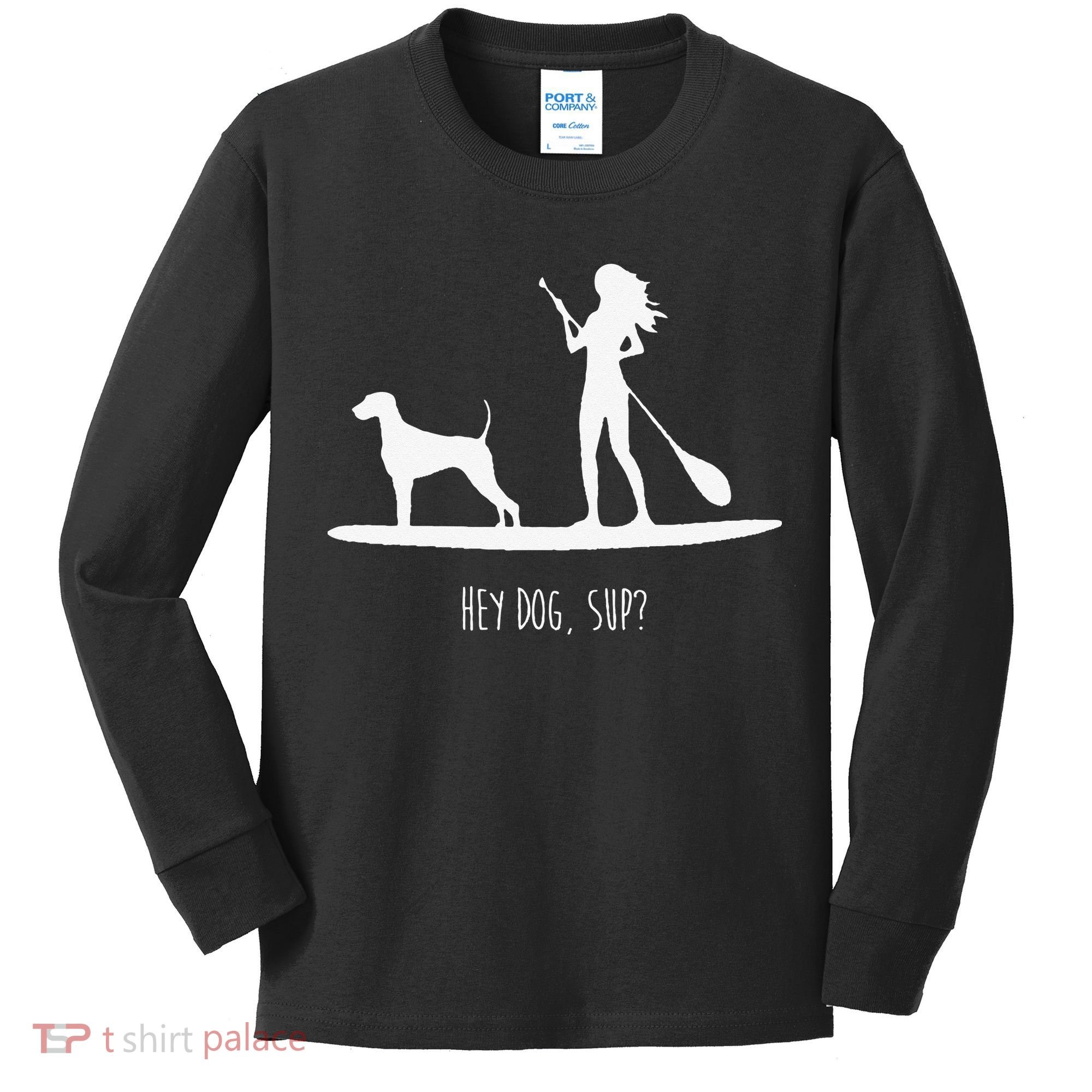 SUP Stand Up Paddle Board with Dog Kids Long Sleeve Shirt