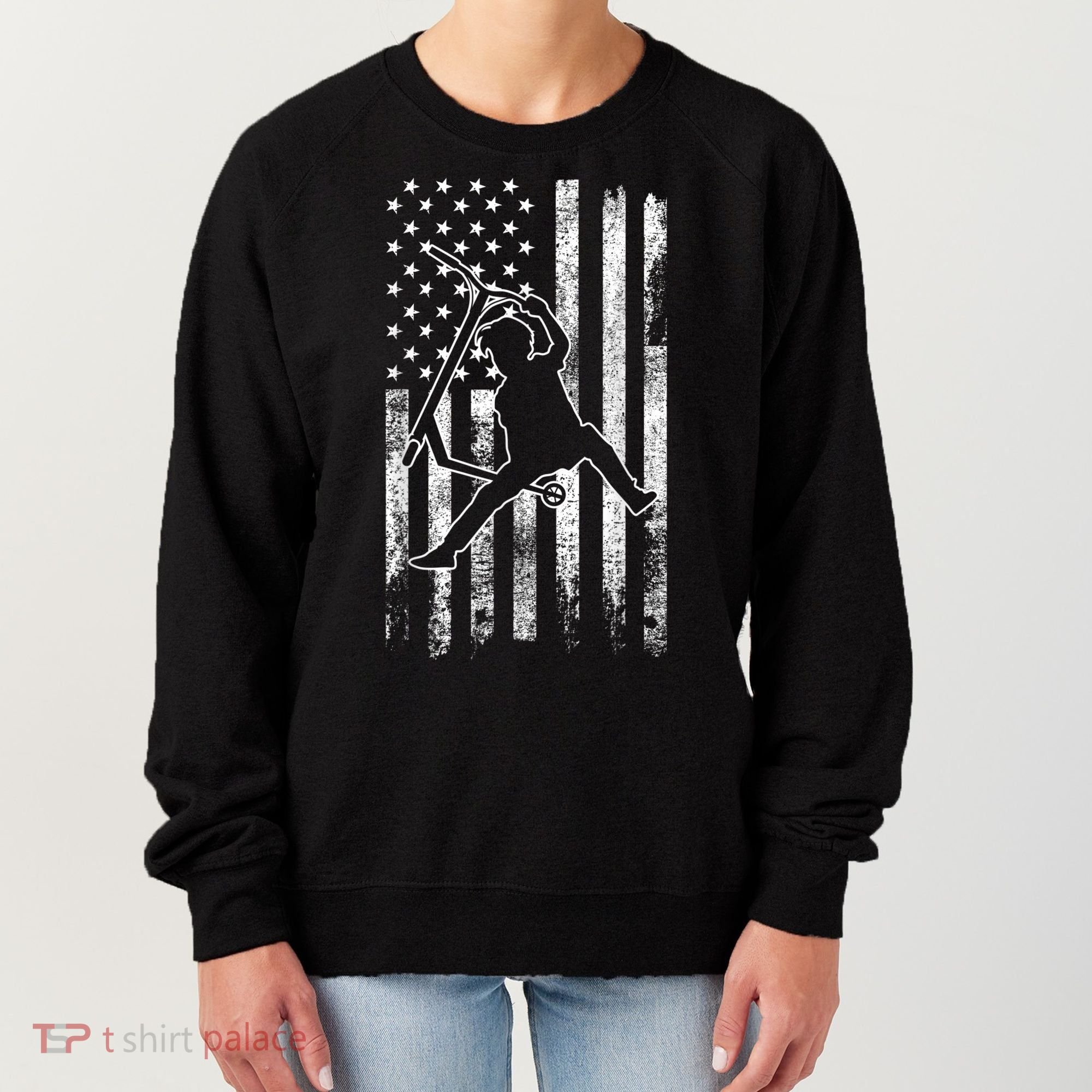 Scooter Stunt US Flag Retro Scooter Boys Women's Sweatshirt
